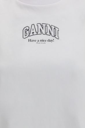 Ganni Womens Crewneck T-Shirt Bright White Cotton T-Shirts & Jerseys