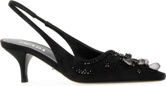 Prada Womens Black Satin Pumps Nero Scarpe Con Tacco High Heel Shoes