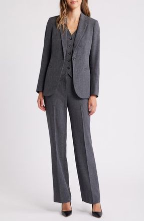 Anne Klein Straight Leg Trousers in Anne Black Multi at Nordstrom, Size 0