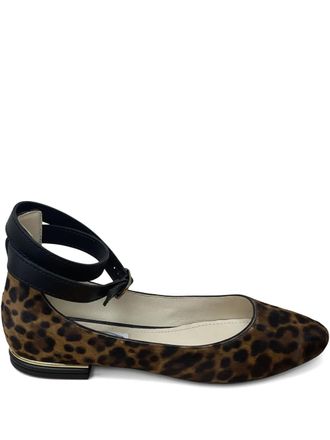Tod's ankle-strap pony-effect ballet flats - women - Calf Leather/Calf Hair/Calf Leather/Rubber - 37 - Brown
