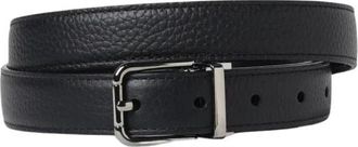 Dolce & Gabbana Accessoires, Heren, Zwart, ONE Size, Leer, Zwarte Leren Riem met Metalen Gesp