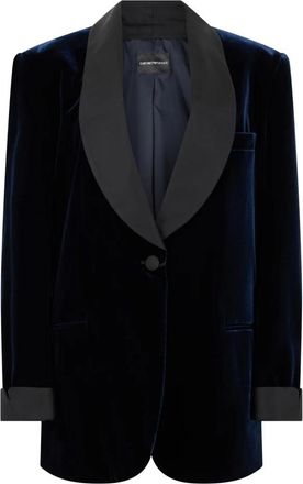 Emporio Armani Fluwelen Blazer - Dames - Jassen - Blauw - Maat: S Viscose
