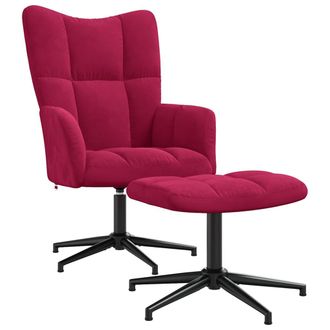 vidaXL Sill&oacute;n De Relax Con Taburete Terciopelo Rojo Tinto Vidaxl