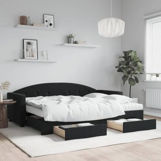 vidaXL Sof&aacute; Cama Nido Con Cajones Terciopelo Negro 80x200 Cm Vidaxl