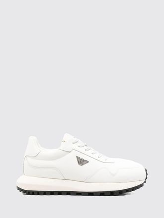 Emporio Armani Low Top Nylon and Leather Sneakers with Monogram and Eagle Logo