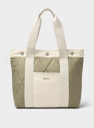 Barbour Womens Healy check and corduroy quilted tote bag