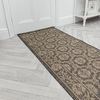Runrug Hallway Carpet Runner Rug - Hardwearing & Durable, 7mm - Bloom in Brown | Size: 66 cm x 240 cm