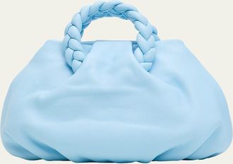Hereu Bombon Ruched Leather Top-Handle Bag