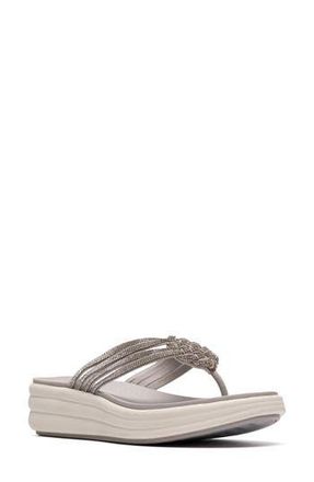 Clarks Drift Gem Wedge Flip Flop in Silver at Nordstrom Rack, Size 10