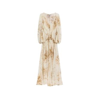 Semicouture Maxi Dresses, female, Beige, Size: XL Maxi Dress