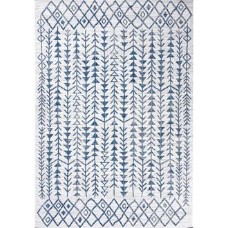 Jonathan Y Designs Tokay Bohemian Geometric Indoor/Outdoor Area Rug in Ivory/blue at Nordstrom, Size 2Ft 0In X 8Ft 0In