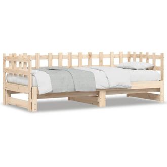 Berkfield Home Pull-out Day Bed 2x(90x200) cm Solid Wood Pine in Natural