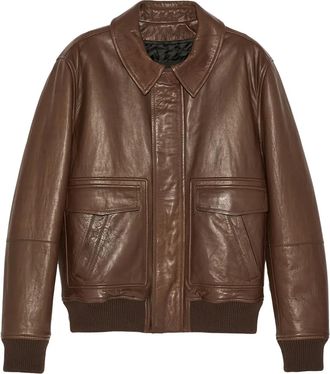 Yves Salomon aviator leather jacket - men - Acetate/Cupro/Polyamide/Lamb Nubuck Leather/Wool/Elastane - 50 - Brown