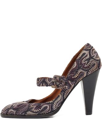Missoni 110mm leather heeled pumps - women - Leather/Leather/Fabric/Rubber - 39 - Blue