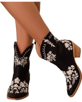 Mi.iM Womens Caroline Embroidery Booties In Black