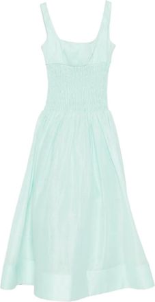 Self Portrait Midi-jurk met gesmockt vlak - Groen