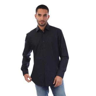 HUGO BOSS Mens Joe Cotton Kent Collar Shirt (Dark Blue) - Size 16.5 inch