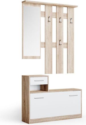 Vicco Perchero Billy, Blanco/Sonoma, 25 x 191 cm