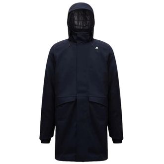 K-Way Blauwe Gewatteerde Jas met Afneembare Capuchon - Heren - Parka Jassen - Blauw - XL - Polyester - Jassen