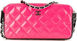 Chanel Pre-owned Womens Patent Leather Quilted Crossbody - Dusty Pink - One Size