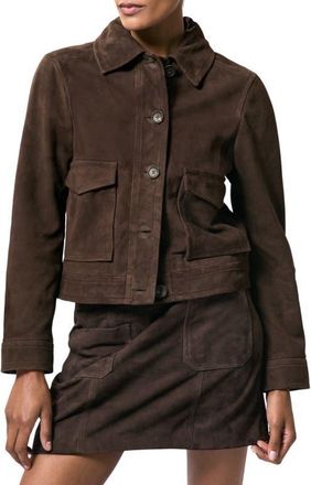Reiss Hanson Suede Jacket in Chocolate Brown at Nordstrom, Size 10 Us