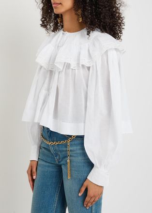 Chlo&eacute; Ruffled Cotton Blouse - Off White - 34 (UK6 / XS)