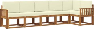 vidaXL Conjunto De Sof&aacute;s De Exterior 6 Uds. Natural Y Crema Vidaxl