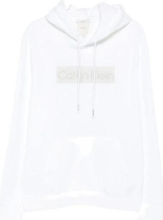 Calvin Klein Hoodies & sweatvesten, Heren, Wit, S, Katoen, Logo Patch Hoodie