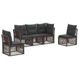 vidaXL Conjunto De Sof&aacute;s De Jard&iacute;n 5 Pcs Gris Rat&aacute;n Sint&eacute;tico Vidaxl