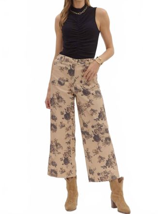 Entro Floral Pattern Ankle-Length Pants In Beige