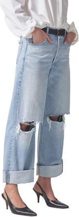 Citizens Of Humanity Ayla Ripped High Waist Baggy Wide Leg Jeans in Pagoda at Nordstrom Rack, Size 32