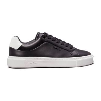 Calvin Klein Schoenen, Dames, Zwart, 39 EU, Leer, Lage leren sneakers