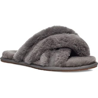 UGG Scuffita Genuine Shearling Slide Slipper in Charcoal at Nordstrom Rack, Size 8