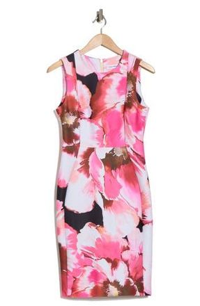 Calvin Klein Printed Sheath Dress in Hibiscus Multi at Nordstrom Rack, Size 10