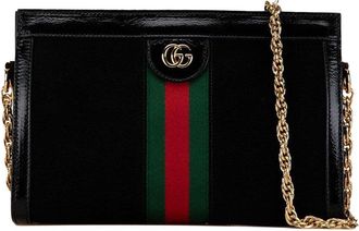 Gucci Black Suede Ophidia Shelly Line Chain Crossbody (Authentic Pre-Loved)