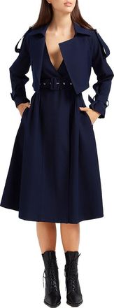 Belle & Bloom Manhattan Crop Trench Coat in Navy at Nordstrom Rack, Size X-Small