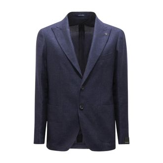Tagliatore Formal Blazers, male, Blue, Size: L Wool and Linen Jacket