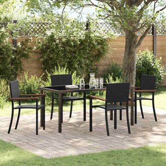 vidaXL Conjunto De Comedor De Jard&iacute;n 5 Pcs Negro Polirat&aacute;n