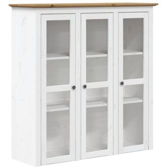 vidaXL Armario Con Puertas De Vidrio Bodo Madera De Pino Blanco Marr&oacute;n Vidaxl