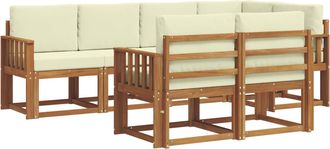 vidaXL Conjunto De Sof&aacute;s De Exterior 7 Uds. Natural Y Crema Vidaxl