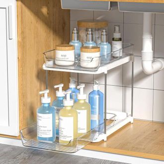 OEM Organiseur Sous Evier - 2 Niveaux Coulissants - Acrylique Transparent - 21 X 33 X 27 Cm - 1 Pi&egrave;ce