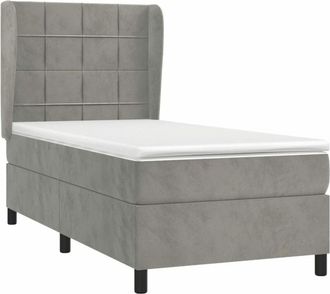 vidaXL Vidaxl - Cama Box Spring Con Colch&oacute;n Terciopelo Gris Claro 90x190 Cm