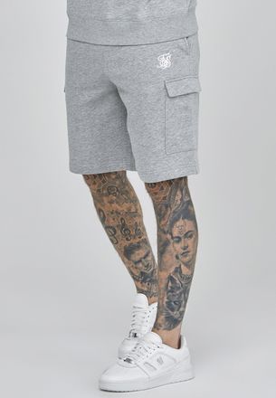 Siksilk Hombres Gris Marmolado Esenciales Pantalones Cortos Cargo XXL