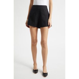 Poss&eacute; Perri Mid Rise Linen Mini Shorts in Black at Nordstrom, Size Xx-Large