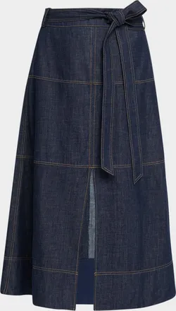 Tanya Taylor Hudley Denim Midi Skirt