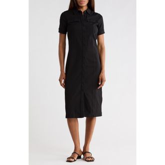 Frame Denim Short Sleeve Jersey Shirtdress in Black at Nordstrom Rack, Size X-Small