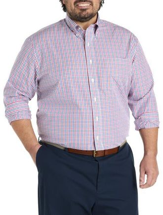Brooks Brothers Big & Tall Non-Iron Multi Gingham Sport Shirt in Navy Red at Nordstrom, Size Xx-Large