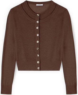 Motivi Linnenmix cardigan - Dames - Vesten - Bruin - XS - Linnen - Truien & Vesten
