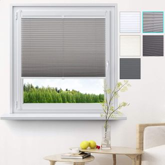 Woltu Woltu Store Pliss&eacute; Sans Per&ccedil;age, Pour Fen&ecirc;tre Ou Porte, 100x130cm Gris, Vh5540gr