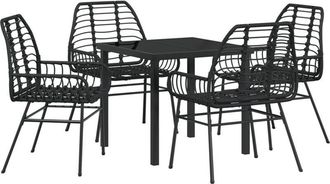 vidaXL Conjunto De Comedor De Jard&iacute;n 5 Pcs Negro Rat&aacute;n Sint&eacute;tico Vidaxl